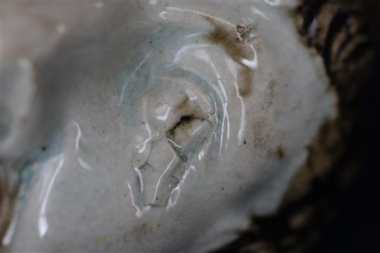 An 18th century Prattware mask scent bottle length 8cm